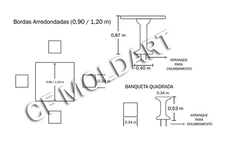 Conjunto de Mesa Quadrada de Concreto MS04A 